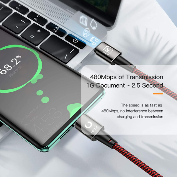 Magnetisk USB C-kabel 100W (20V/5A MAX), USB-C til USB-C-kabel