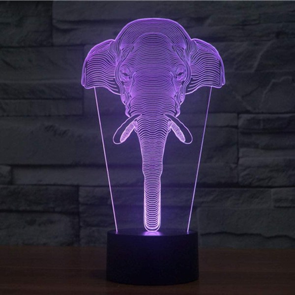 3D LED Vild Varg Optisk Illusion Nattlampa, 7 Färgförändring