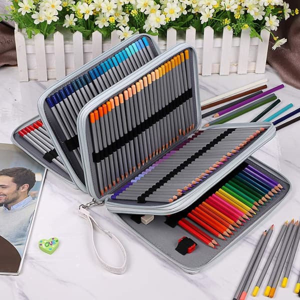 200 rum Farveblyant Organizer - Deluxe PU Læder Blyant A