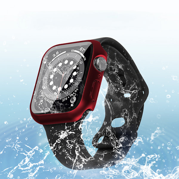 Vattentätt fodral för Apple Watch 45mm Serie 7/8 med skärmskydd i härdat glas, iWatch heltäckande skyddande hårt PC-skydd