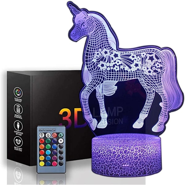 Coola saker för sovrum Unicorn 3D visuell lampa Touch LED Ta