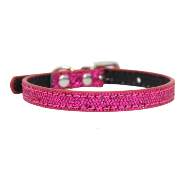 Pet Bling Tillbehör Katt och Hund Rhinestone Krage PU Läder Red S