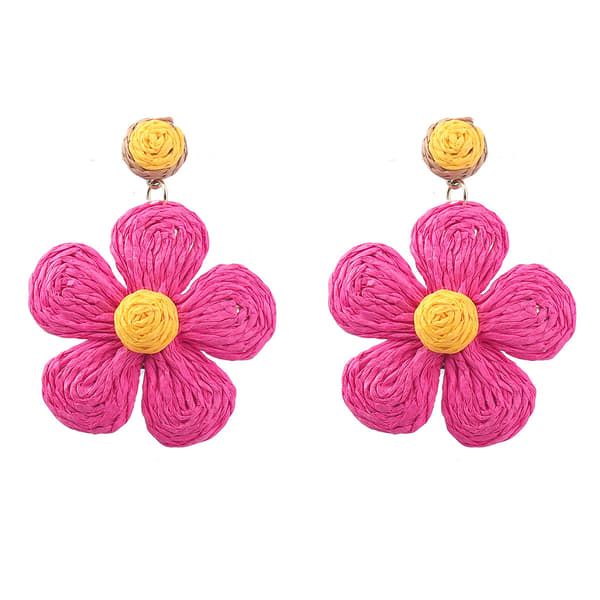 Raffia Øreringe Hot Pink Sommer Øreringe til Piger