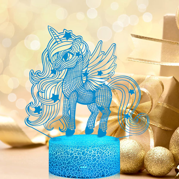3D Illusion Monocerous Unicorn Nattlampa 16 Färgförändring Till