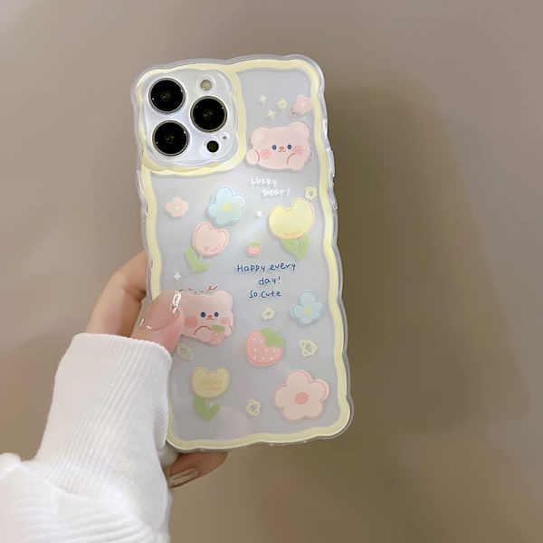 Kompatibel med iPhone 12 Skal Transparent Söta Jordgubbar