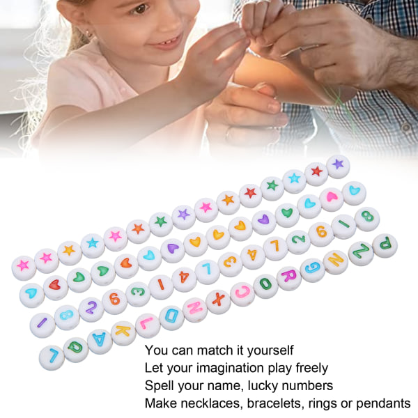 801st färgglada bokstavspärlor rund typ siffra engelsk bokstav kärlek Femuddig stjärna fiskelina Smyckenstillverkning pärlor