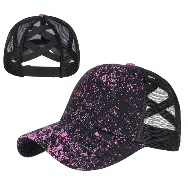 Kors elastisk mesh hästsvans basebollkeps unisex justerbar B F
