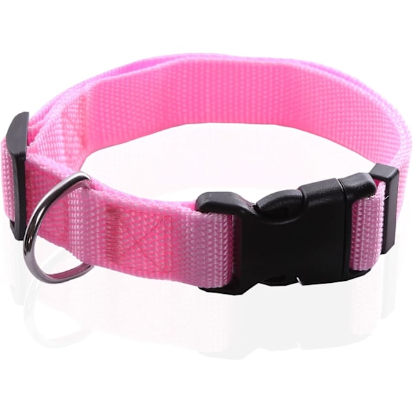 Justerbart nylon hundhalsband, slitstarkt husdjurshalsband 1 tum 3/4 tum 5/8 tum brett, för stora medelstora små hundar (L(1\" x 16-23\"), rosa) PINK L