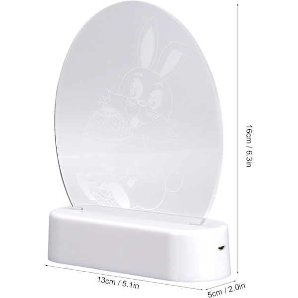 Kanin 3D nattlys, kanin som holder eggmønsterlampe energisparende LED påske lys batteridrevet skrivebord bordlamper for soverom stue barn