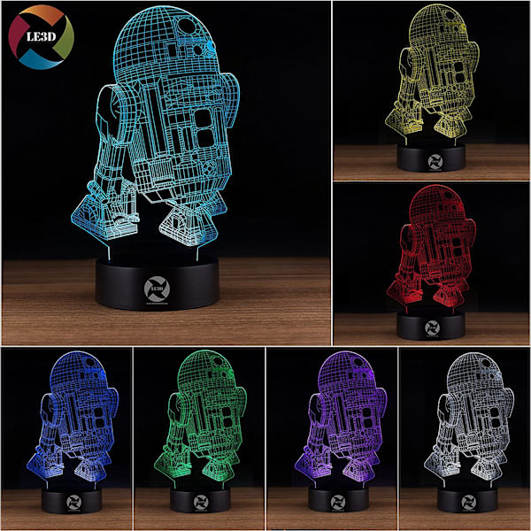 3D optisk illusionsnattlampa - 7 LED-färgförändrande lampa