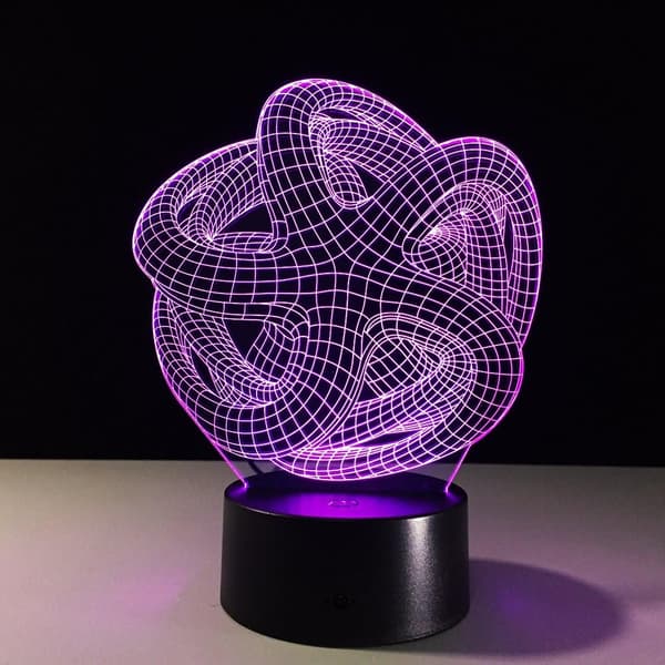 Kunstnerisk Abstraktion Moderne 3D USB Natlampe Farverig Colo