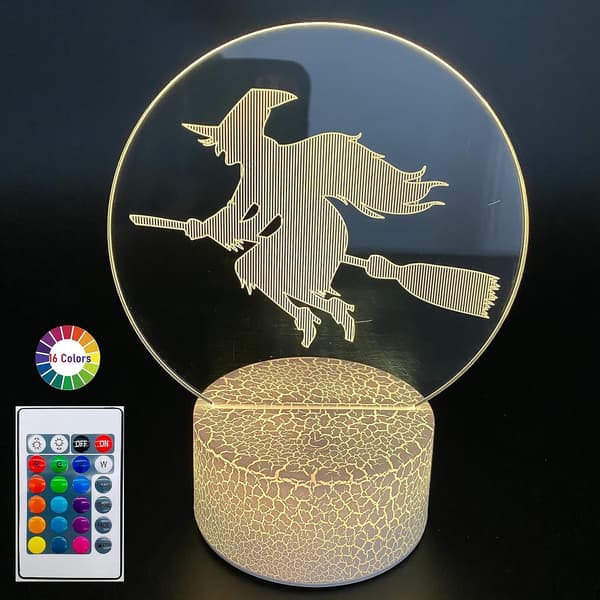 3D Illusion Natlampe, 3D LED Bordlampe, 16 Farver Opt
