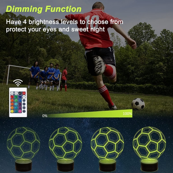 Nattlampa för fotboll för pojkar. Fotboll 3D Illusion Lampor Bedsi