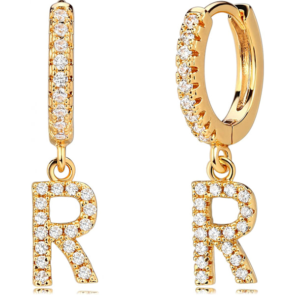 AVEKI 18K Delikat förgylld Pave Cubic Zirconia Brev Charm