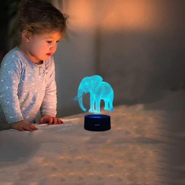Elefant Visuell 3D Lampe Illusjon 2D Nattlys Julegave