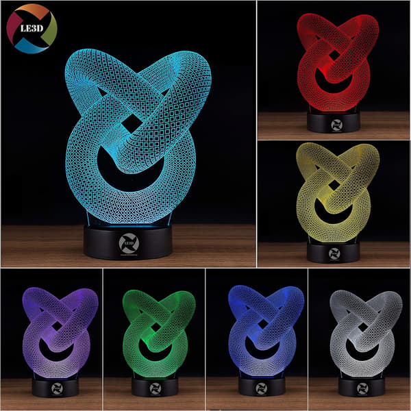 3D Optisk Illusjon Nattlys - 7 LED Fargeskiftende Lampe