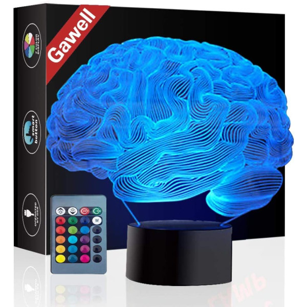 Julklapp Brain 3D Illusion Dekorationslampa, 7 färger C