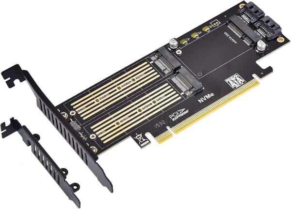 3 i 1 M.2 og mSATA SSD-adapterkort til M.2 NVME/NGFF SSD til PCIE-adapter, mSATA til SATA-adapter med aluminiumkøleplade til Windows, Mac og Linux O