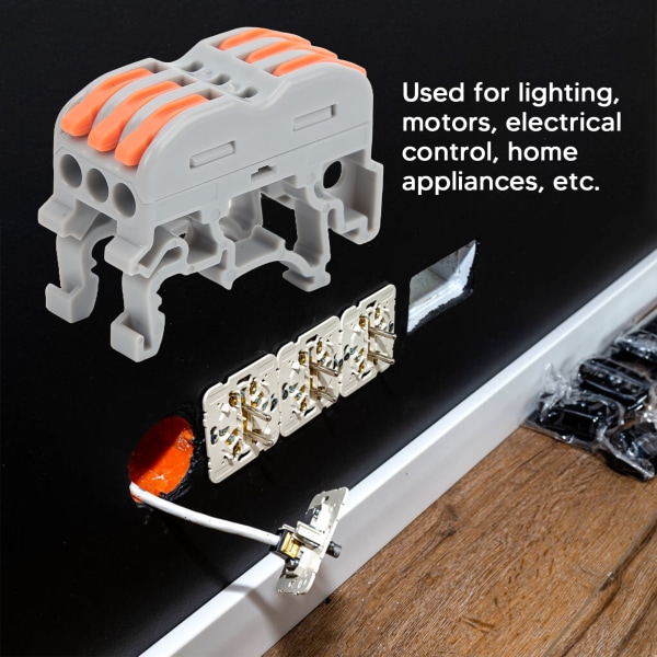 DIN-skinne type håndtag ledning stik ledning splejsning stik elektrisk kabel terminal til kredsløb inline 3 ind 3 ud
