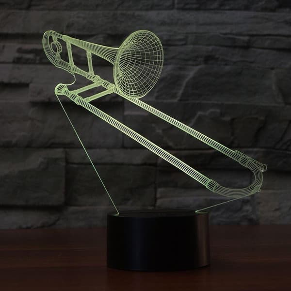 3D Trombone Form Natlampe Touch Bord Skrivebord Optisk Illus