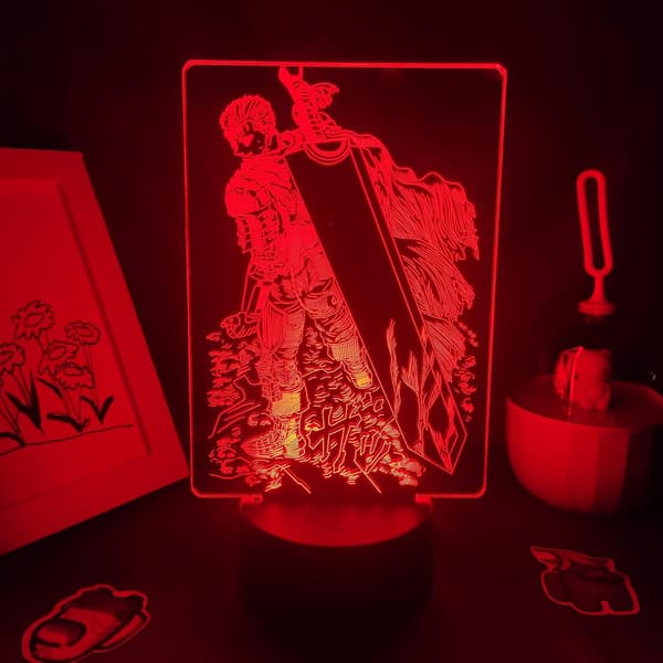 Nyeste Anime Berserk Guts Figur 3D Nattlys gutt Barn Gi