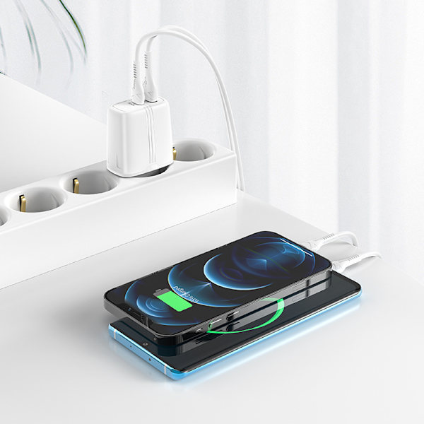 hoco. N11 Youneng dubbelport PD20W+QC3.0 laddare för iPhone12