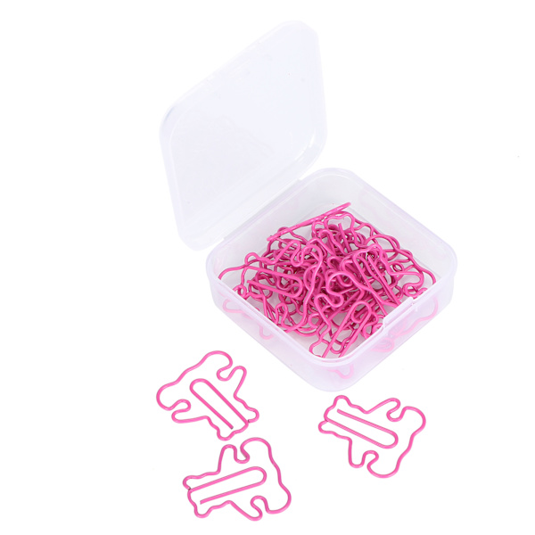 20 st Mini Plastbelagd Tråd Pappersklämma Björns Form Bokmärke Klämma Fil Anteckningsbok HållareRos Röd