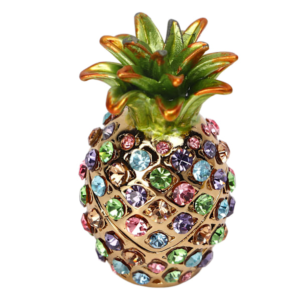 Ananas Trinket Box Mini Storlek Rhinestone Legering Livfulla Färger Bred Applikation Bejeweled Box för Smycken Toalettbord
