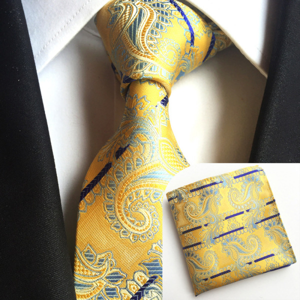 Herr slips Paisley vävd siden slips set med ficka Suqare F R