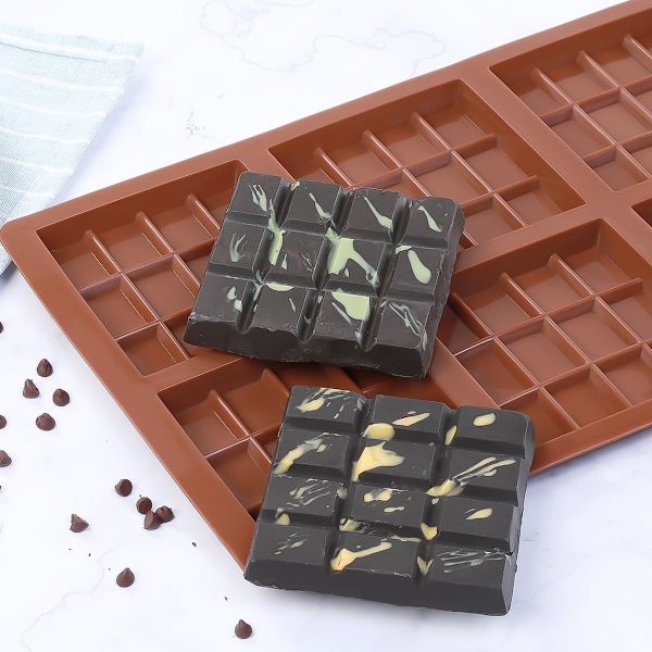 Chokoladebarforme Deep Silikon Bryd-Fra Chokolade Non-Stick Protein og Energibarform Kvadrat Tyk Slikbarform Voks Smelteform 2 Pak