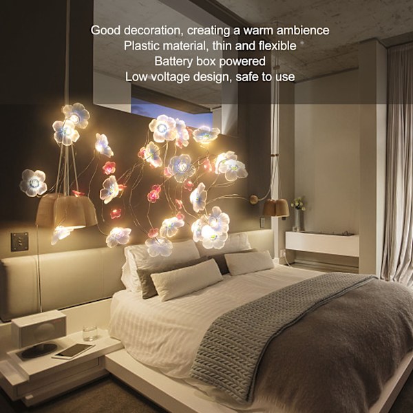 3 st Sakura String Good Decorative Lågspännings Batteridriven LED Blomsträng Ljus för Hem Hotell Restaurang Fest Blue