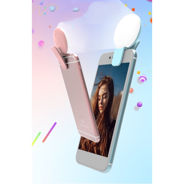 Selfie Ring Light Uppladdningsbar bärbar selfiefyllning med clip-on