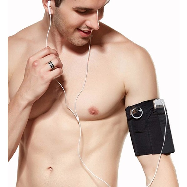 Universal sportsarmbånd til alle mobiltelefoner. Telefonarmbånd til løb, fitness og træning i fitnesscenteret Passer til telefoner op til 7\"  ren sort XL Pure black XL