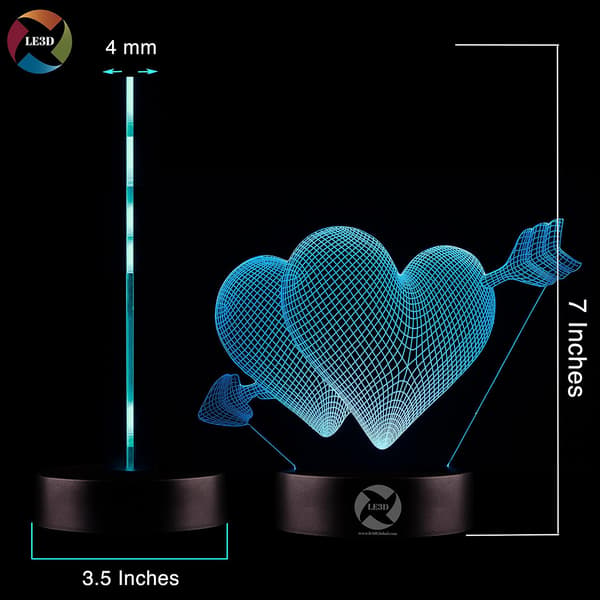 3D Optisk Illusions Natlampe - 7 LED Farveskiftende Lampe