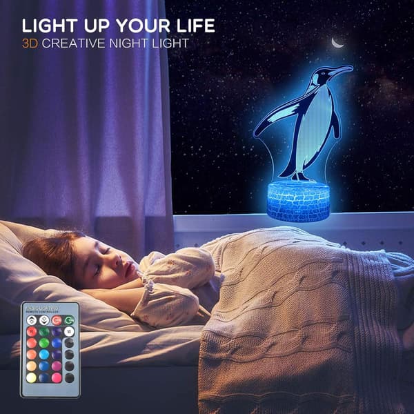 Pingvin Dyr 3D Illusion Skrivebordslampe Rumindretning Natlampe