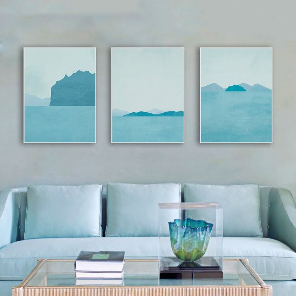 Natural Ocean Scenery Wall Art Canvas Print Poster, Simple Fashion Watercolor Ar