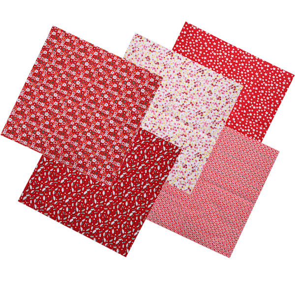 2 Set Bomullstyg Slättväv Trycktyg DIY Sömnad Quiltning PatchWork 5 Färger 50x50cm (Röd)