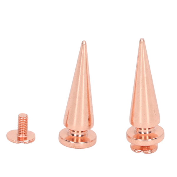 20 st spiknit med kon 10x29mm roséguld färg kläddekoration set kit för väska