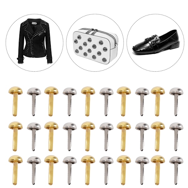 40 stk. 6mm Mini Brads Guld Sølv Galvanisering Runde Messing Metal Papir Fastgørelseselementer Brads til DIY Håndværk Scrapbooking