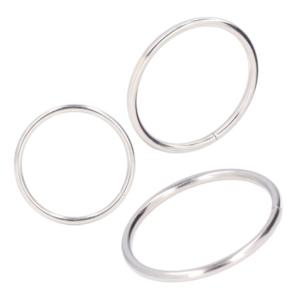 50 st metallringar i järnmaterial, hållbara, robusta, multifunktionella, blanka, färgglada metall-O-ringar för väskor, kläder, 38 x 3 mm Silver