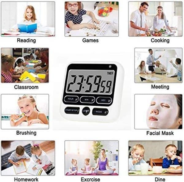 Digital Kök Timer, PÅ/AV-brytare, 12/24 Timmars C Black