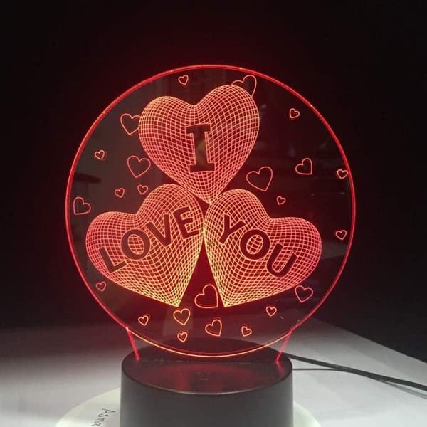 3D Natlampe, 7 Farve LED Plug-in Kreativ Drøm Romantisk