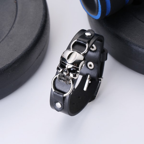 Herr Vintage Läder Armband Rep Bangle Justerbar