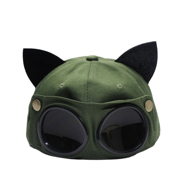 Dame solbriller baseball kasket Sød foldbar retro hat med katteører briller, 56-58 cm green