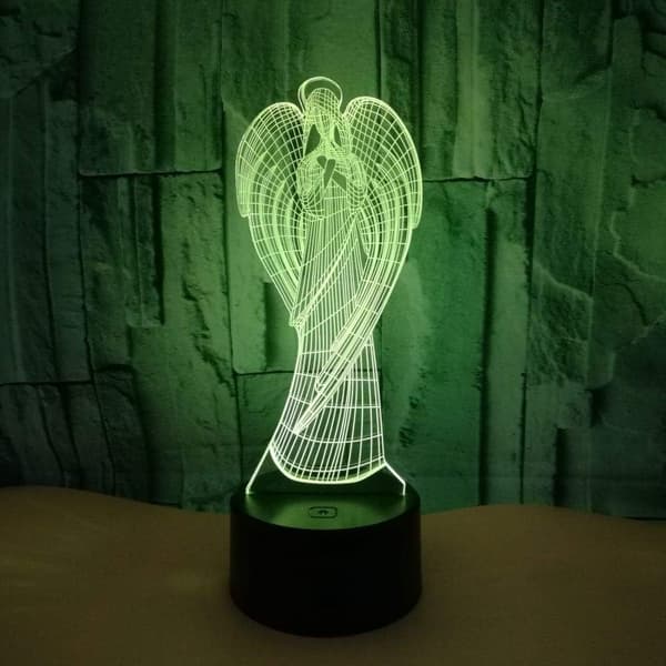 Ny Engel 3D Natlampe Gradient Farverig Touch USB Genopladelig