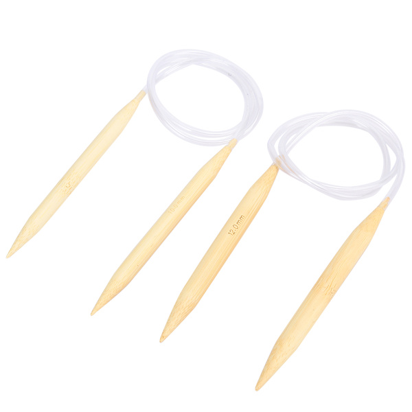 2 st set cirkulära stickor i bambu för tröjor och mattor