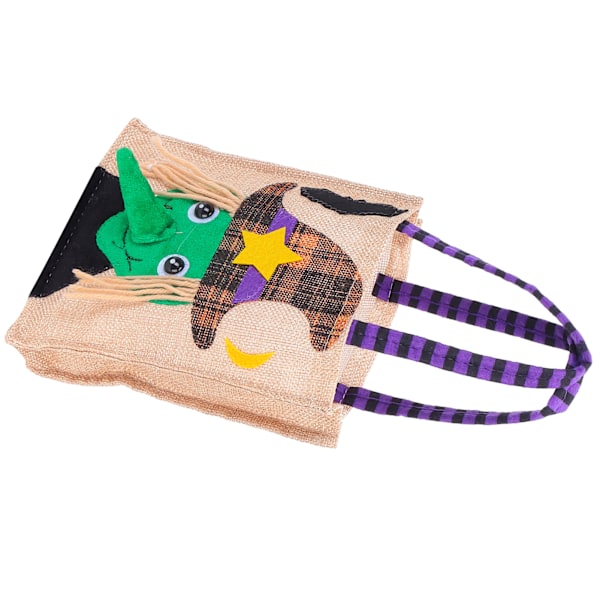 Halloween Tote Bag Gunny Cloth med Håndtak 4 Mønstre Thanksgiving Vesker for Trick Treat Oppbevaring Heks