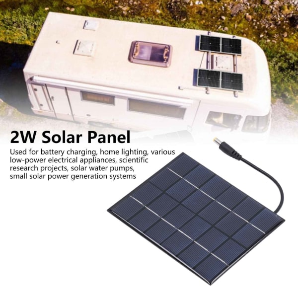 2 st 2W solpaneler Hög omvandlingseffektivitet DC5521 Utmatning Laddningsbar 3,7V Batteri Solpanel Laddare för Solcellslampa