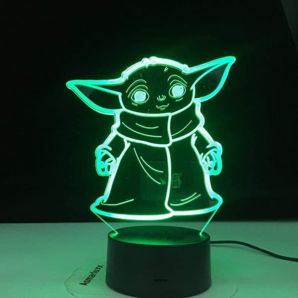 3D LED Illusion Lampe 16 Farvekonverteringslys Mini Yoda 3D