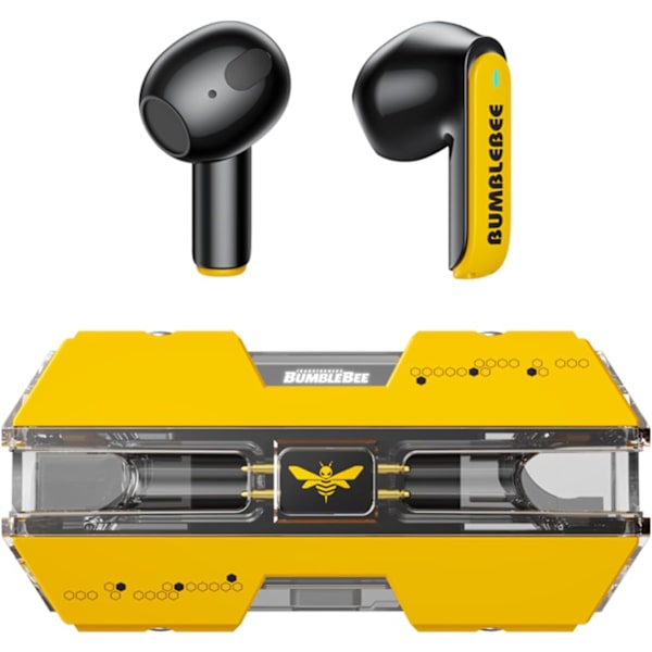 Transformers TF-T01 True Wireless Earbuds Bluetooth 5.4 Hodetelefoner Bass Stereo Øretelefoner, Bluetooth Ørepropp i Øret Støydempende Mikrofon, 60H Spilletid Bumblebee